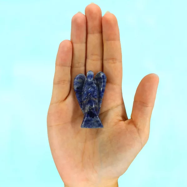 Hand Carved Gemstone Angel - Sodalite - Image 3