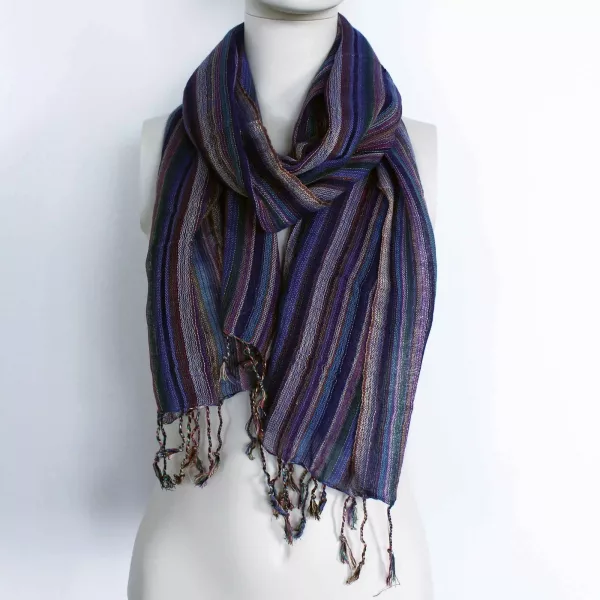 Indian Boho Scarves - 22x72cm - Random Colours With Gold Thread - Image 2