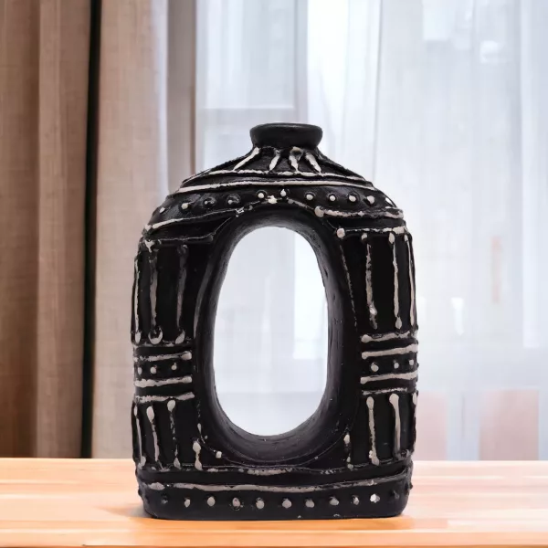 Oval Donut Shaped Vase - Chocolate 23cm - Image 4