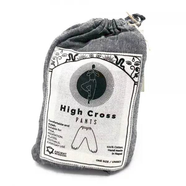 Yoga and Festival Pants - High Cross Himalayan Print on Grey - Image 3