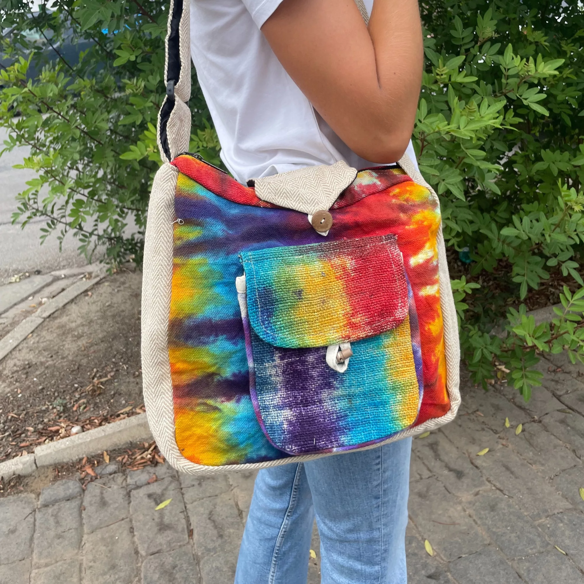 Tiedye Hemp Study Bag with Front Pocket - Image 4