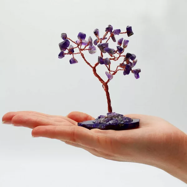 Gemstone Tree - Amethyst on Natural Agate Base (35 stones) - Image 4