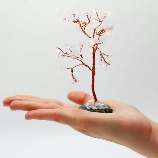Gemstone Tree - Rock Quartz on Black Agate Base (35 stones) - Image 4
