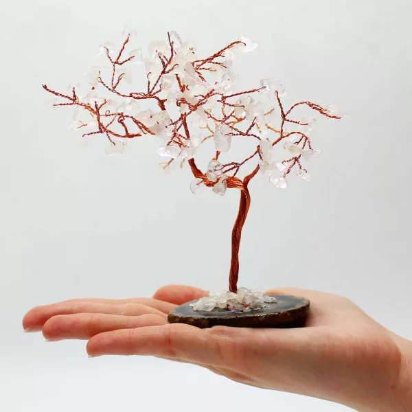 Lrg Gemstone Tree - Rock Quartz on Black Agate Base (100 stones) - Image 2