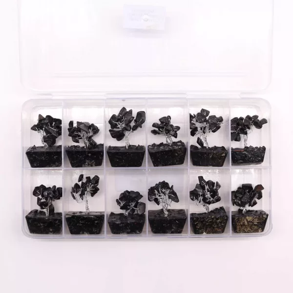 Mini Gemstone Tree On Orgonite Base - Black Agate (15 stones) - Image 4