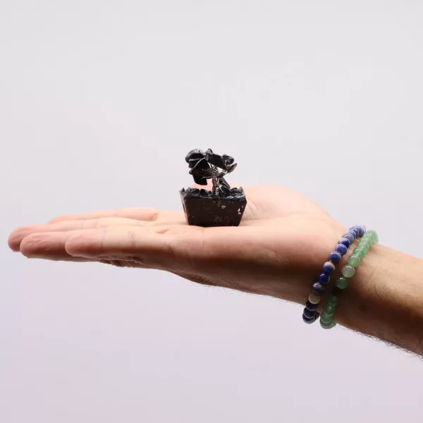Mini Gemstone Tree On Orgonite Base - Black Agate (15 stones) - Image 2