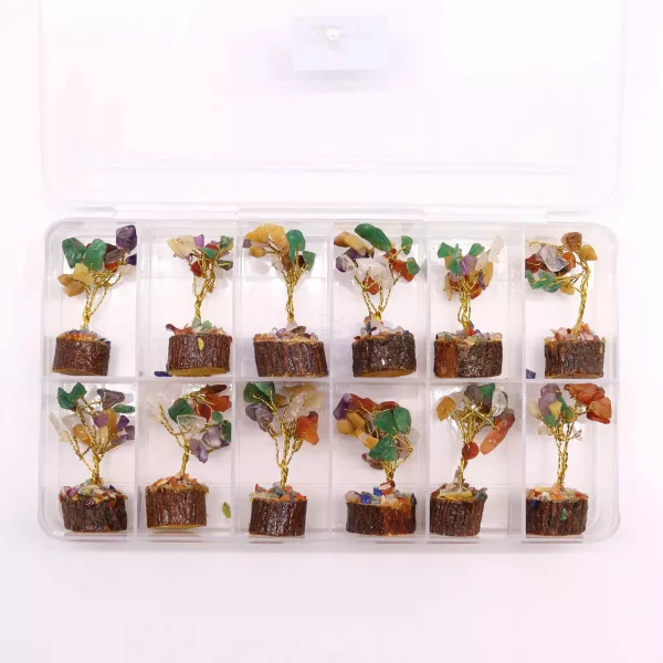 Mini Gemstone Tree On Wood Base - Multi Stones (15 stones) - Image 4