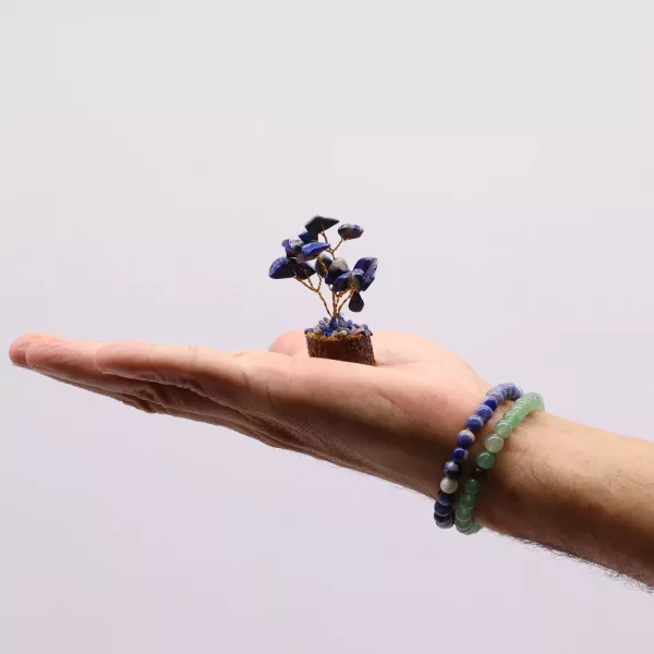 Mini Gemstone Tree On Wood Base - Sodalite (15 stones) - Image 2