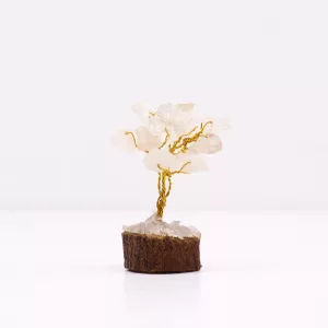 Mini Gemstone Tree On Wood Base - Rock Quartz (15 stones)