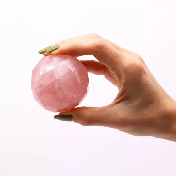 Gemstone Faceted Healing Ball & Stand - Rose Quartz - Image 4