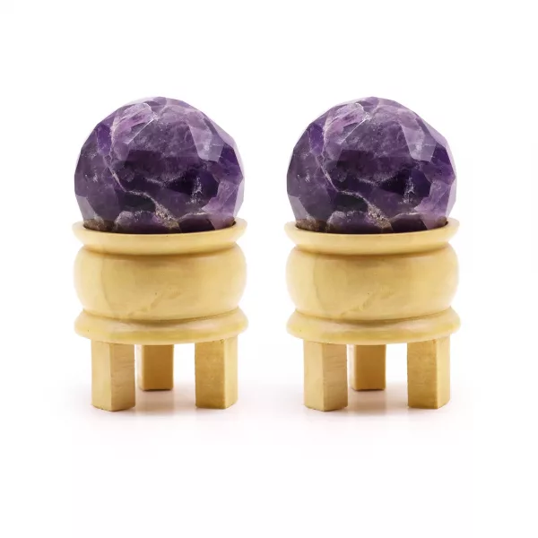 Gemstone Faceted Healing Ball & Stand - Amethyst - Image 2