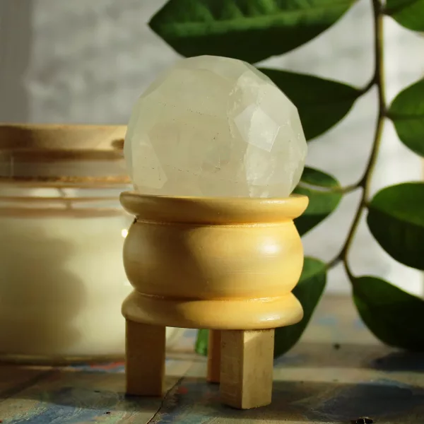 Gemstone Faceted Healing Ball & Stand - Rock Quartz - Image 3