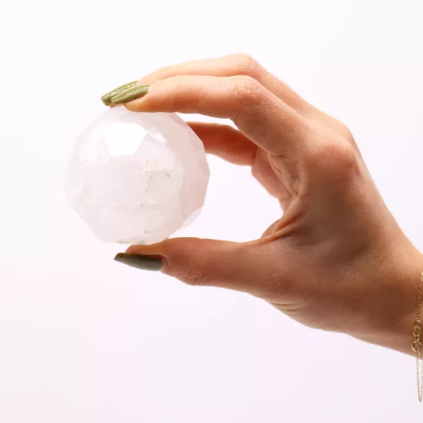 Gemstone Faceted Healing Ball & Stand - Rock Quartz - Image 4