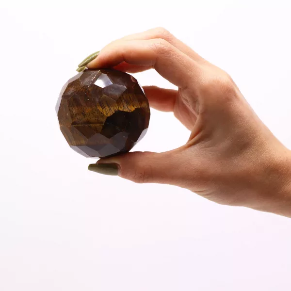 Gemstone Faceted Healing Ball & Stand - Tigereye - Image 4
