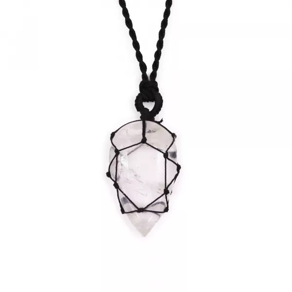 Laced Gemstone Teardrop Pendant - Rock Quartz