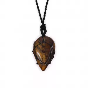 Laced Gemstone Teardrop Pendant - Tigereye