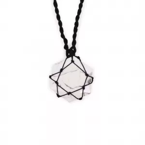 Laced Gemstone Hexagon Pendant - White Howlite