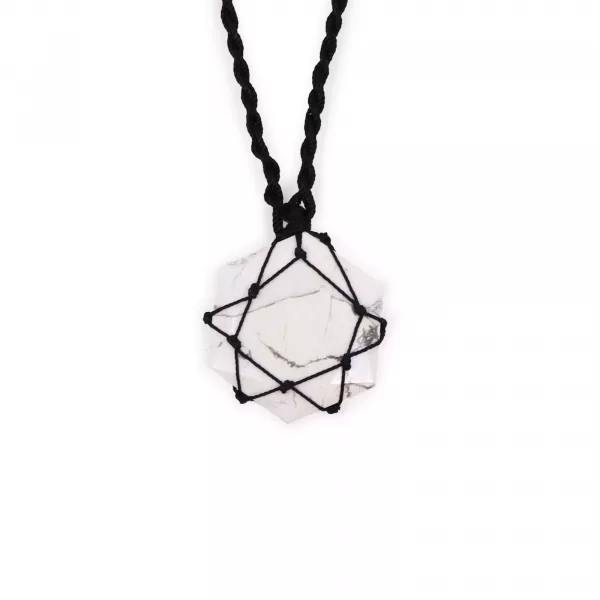 Laced Gemstone Hexagon Pendant - White Howlite