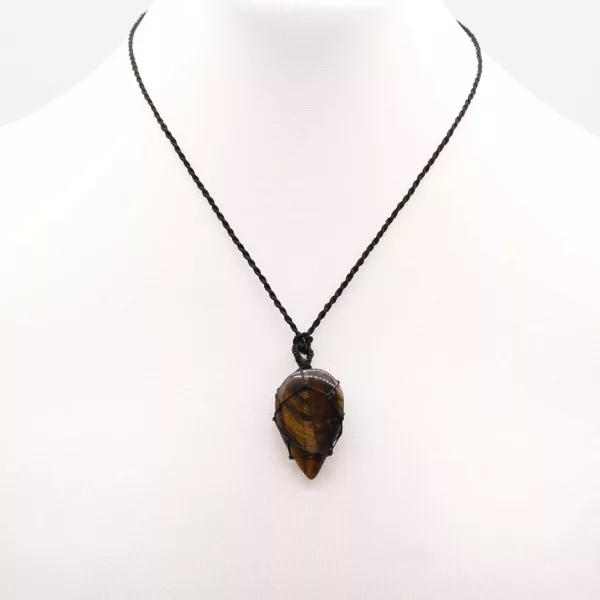 Laced Gemstone Teardrop Pendant - Tigereye - Image 3
