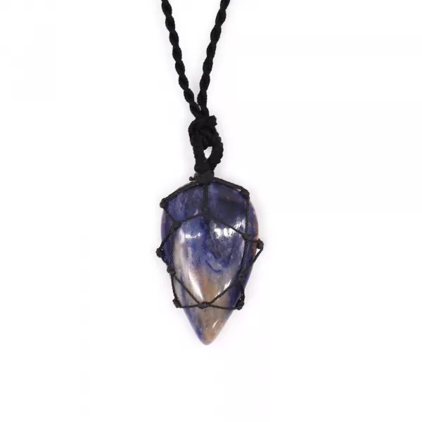 Laced Gemstone Teardrop Pendant - Sodalite