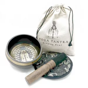 Hand Beaten & Engraved Singing Bowl Gift Set - 14cm - Yogi