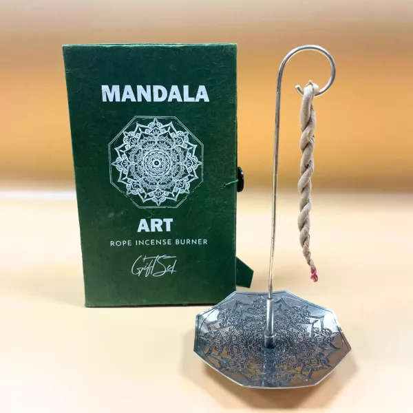 Rope Incense and Silver Plated Holder Set - Mandala Flower - Image 2