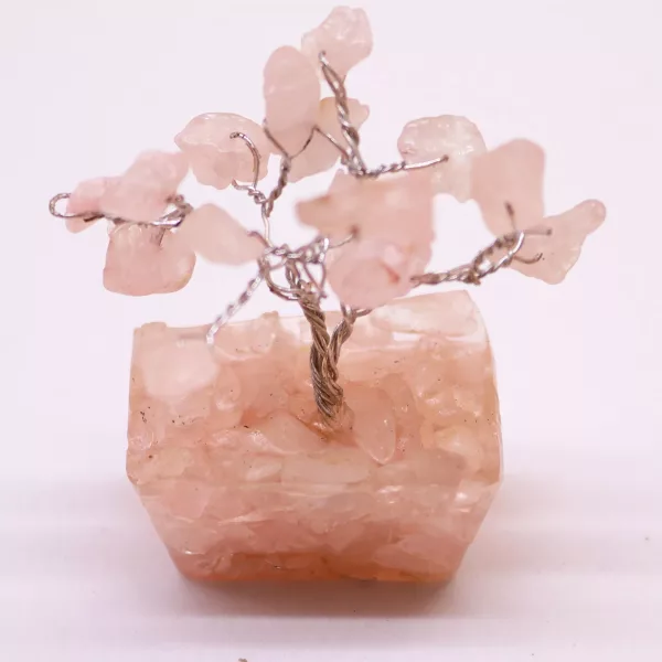 Mini Gemstone Tree On Orgonite Base - Rose Quartz (15 stones) - Image 3