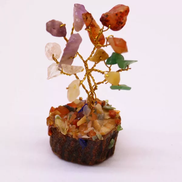 Mini Gemstone Tree On Wood Base - Multi Stones (15 stones) - Image 3