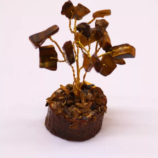 Mini Gemstone Tree On Wood Base - Tigereye (15 stones) - Image 3