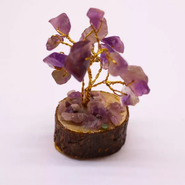 Mini Gemstone Tree On Wood Base - Amethyst (15 stones) - Image 3