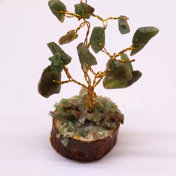 Mini Gemstone Tree On Wood Base - Green Aventurine (15 stones) - Image 3