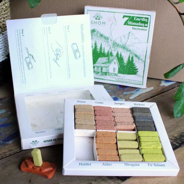 Display Set of 70 Incense Smudge Bricks and Burner - 7 Earthy Himalaya Incenso - Image 4