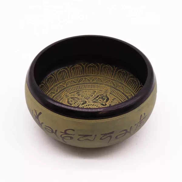 Earth Powder Singing Bowl - Mantra Five Buddha - 16cm - Image 2