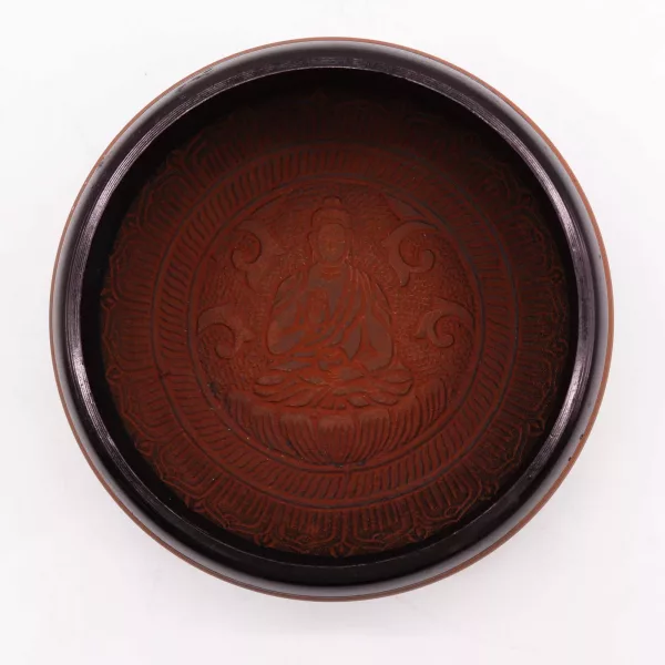 Earth Powder Singing Bowl - Clay Om  Buddha - 16cm - Image 3