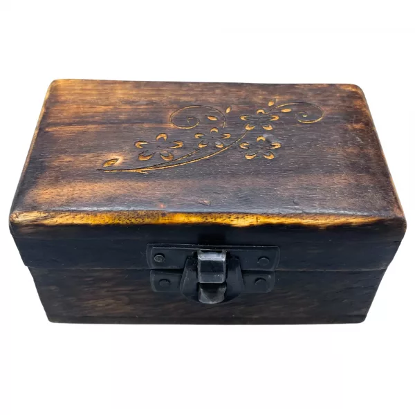 Wooden Pill Box 9x5x4cm - Carved Designs - Assorted - Image 2