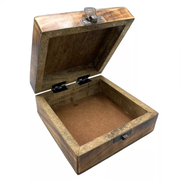 Square Wooden Keepsake Box 13x13x6cm - Buddha - Image 2
