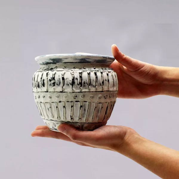 Greek Clay Plant Pot  - Cream 12cm - Image 2