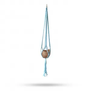 Macrame Pot Holder Classic - Powder Blue Med Pot