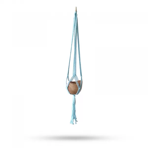 Macrame Pot Holder Classic - Powder Blue Med Pot
