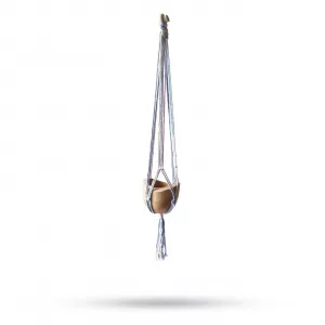 Macrame Pot Holder Classic - Pastal Tones Bathroom Med Pot