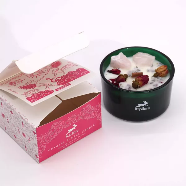 Hop Hare Crystal Magic Flower Candle - The Lovers - Image 2