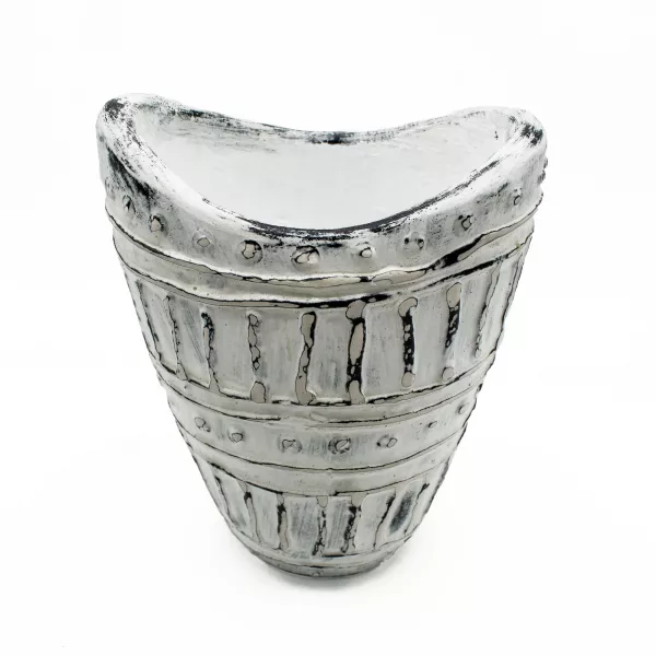 Wide Neck Shaped Vase - Cream 22cm - Image 2