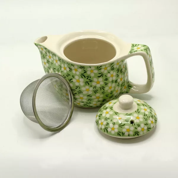 Small Herbal Teapot - Green Daisey - Image 2
