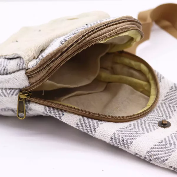 Body Cross Bag Natural Cotton - Grey & White - Image 3