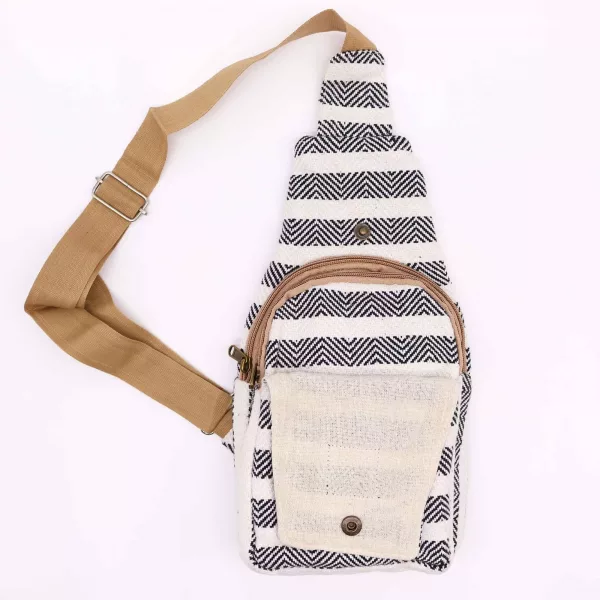 Body Cross Bag Natural Cotton -  Black & White - Image 2