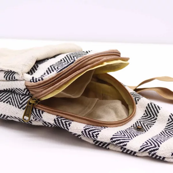 Body Cross Bag Natural Cotton -  Black & White - Image 4
