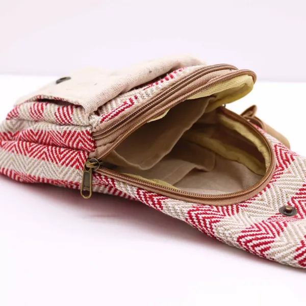 Body Cross Bag Natural Cotton - Tan & Pink - Image 4