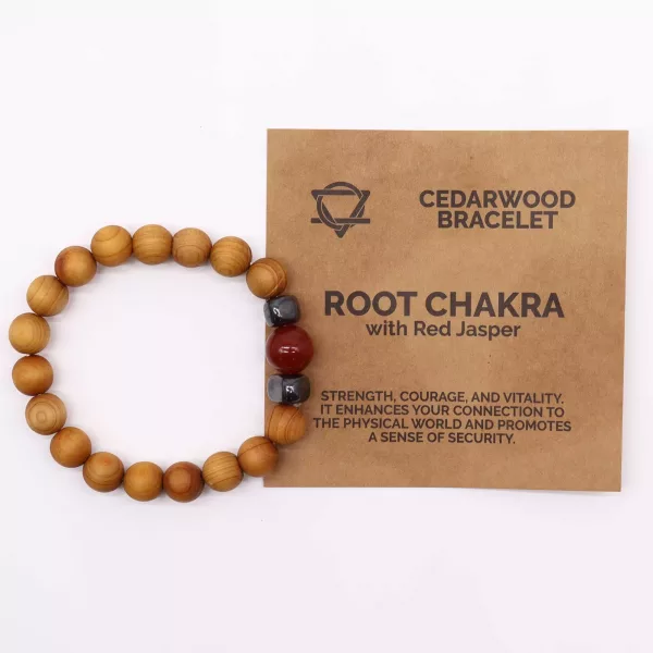 Cedarwood Root Chakra Bangle with Red Jasper - Image 2