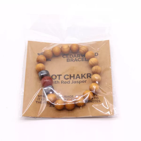 Cedarwood Root Chakra Bangle with Red Jasper - Image 4