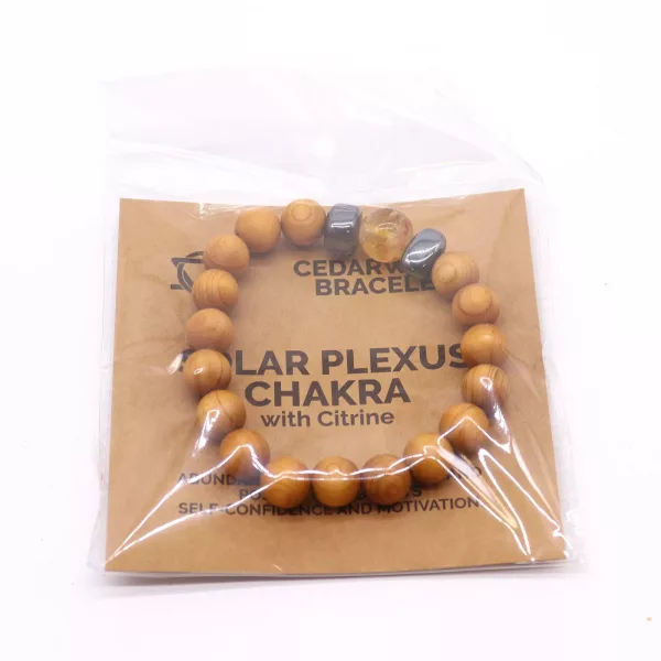 Cedarwood Solar Plexus Chakra Bangle with Citrine - Image 4